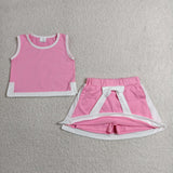 GSD3829 Solid Color Pink Sports Girls Skorts Outfits