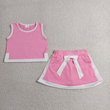 GSD3829 Solid Color Pink Sports Girls Skorts Outfits