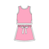 Preorder Samples GSD3829 Solid Color Pink Sports Girls Skorts Set