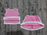 Preorder Samples GSD3829 Solid Color Pink Sports Girls Skorts Set
