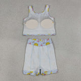 GSD3836 Softball Bows Yoga Girls Skorts Set