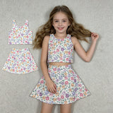 GSD3838 Colorful Flower Yoga Girls Skorts Set