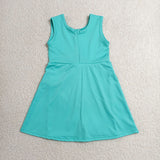GSD3876 Solid Color Bows Mint Yoga Girl's Dress Onesie