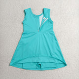 GSD3876 Solid Color Bows Mint Yoga Girl's Dress Onesie