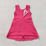 GSD3878 Solid Color Bows Pink Yoga Girl's Dress Onesie