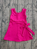 Preorder Samples GSD3878 Solid Color Bows Pink Yoga Girl's Dress Onesie