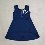 GSD3880 Solid Color Bows Navy Yoga Girl's Dress Onesie