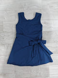 Preorder Samples GSD3880 Solid Color Bows Navy Yoga Girl's Dress Onesie