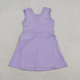 GSD3881 Solid Color Bows Purple Yoga Girl's Dress Onesie