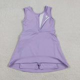 GSD3881 Solid Color Bows Purple Yoga Girl's Dress Onesie