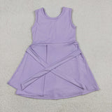 GSD3881 Solid Color Bows Purple Yoga Girl's Dress Onesie