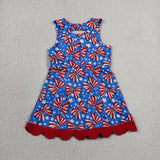 GSD3925 4th of July Bows Star Scallop Edge Yoga Girl's Dress Onesie