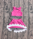 Preorder Samples GSD3926 Pink Black Bows Scallop Edge Yoga Girls Skorts Set
