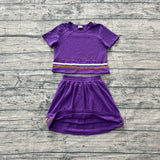Preorder Samples GSD3944 Purple Gold Sequins Girls Skorts Set