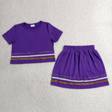GSD3944 Mardi Gras Purple Stripe Shiny Girls Skorts Outfits
