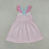 GSD3958 Embroidery Scallop Shell Pink Girl's Dress