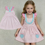GSD3958 Embroidery Scallop Shell Pink Girl's Dress