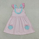 GSD3958 Embroidery Scallop Shell Pink Girl's Dress