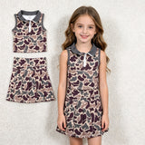 GSD3969 Hunting Camo Yoga Active Pleated Tennis Girls Skorts Set