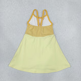 GSD3982 Solid Color Princess Yellow Yoga Girl's Dress Onesie