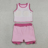 GSD4019 Solid Color Pink Scallop Edge Yoga Girls Skorts Outfits