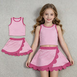GSD4019 Solid Color Pink Scallop Edge Yoga Girls Skorts Outfits