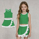 GSD4025 Solid Color Green White Color Scallop Edge Yoga Girls Skorts Outfits