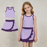GSD4026 Solid Color Purple Color Scallop Edge Yoga Girls Skorts Outfits