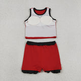 GSD4028 Solid Color Red Color Scallop Edge Yoga Girls Skorts Outfiits