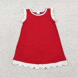 GSD4047 Summer Red Colors Scallop Edge Girl's Dress