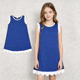GSD4053 Summer Blue Colors Scallop Edge Girl's Dress