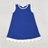 GSD4053 Summer Blue Colors Scallop Edge Girl's Dress