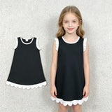 GSD4059 Summer Black Colors Scallop Edge Girl's Dress
