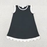 GSD4059 Summer Black Colors Scallop Edge Girl's Dress