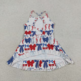 GSD2345 GSD4064 USA 4th of July Coquette Bows Yoga Girl's Dress Onesie