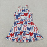 GSD2345 GSD4064 USA 4th of July Coquette Bows Yoga Girl's Dress Onesie