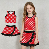 GSD4080 Cartoon Princess Dots Red Scallop Edge Yoga Girls Skorts Set