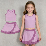 GSD4085 Solid Color Purple Scallop Edge Yoga Girls Skorts Outfits