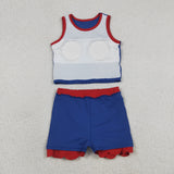 GSD4096 Navy Scallop Edge Yoga Girls Skorts Set