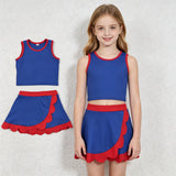GSD4096 Navy Scallop Edge Yoga Girls Skorts Set