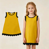 GSD4098 Gold Black Scallop Edge Girl's Dress