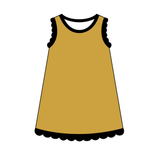 Preorder Samples GSD4098 Gold Black Scallop Edge Girl's Dress