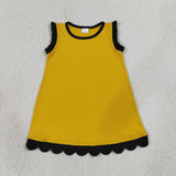 GSD4098 Gold Black Scallop Edge Girl's Dress
