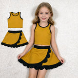 GSD4099 Gold Black Scallop Edge Yoga Girls Skorts Set