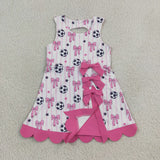 GSD4100 Soccer Bows Game Day Scallop Edge Yoga Girl's Dress Onesie