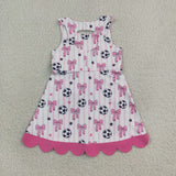 GSD4100 Soccer Bows Game Day Scallop Edge Yoga Girl's Dress Onesie