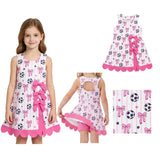 GSD4100 Soccer Bows Game Day Scallop Edge Yoga Girl's Dress Onesie