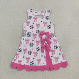 GSD4100 Soccer Bows Game Day Scallop Edge Yoga Girl's Dress Onesie