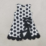 GSD4102 Soccer Bows Game Day Scallop Edge Yoga Girl's Dress Onesie