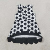 GSD4102 Soccer Bows Game Day Scallop Edge Yoga Girl's Dress Onesie